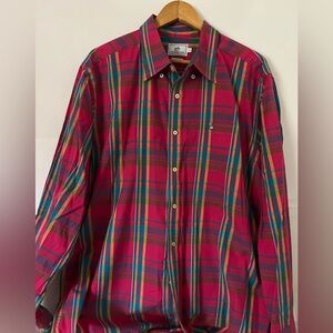Southern Tide Classic Fit pink Blue plaid button down shirt size XL